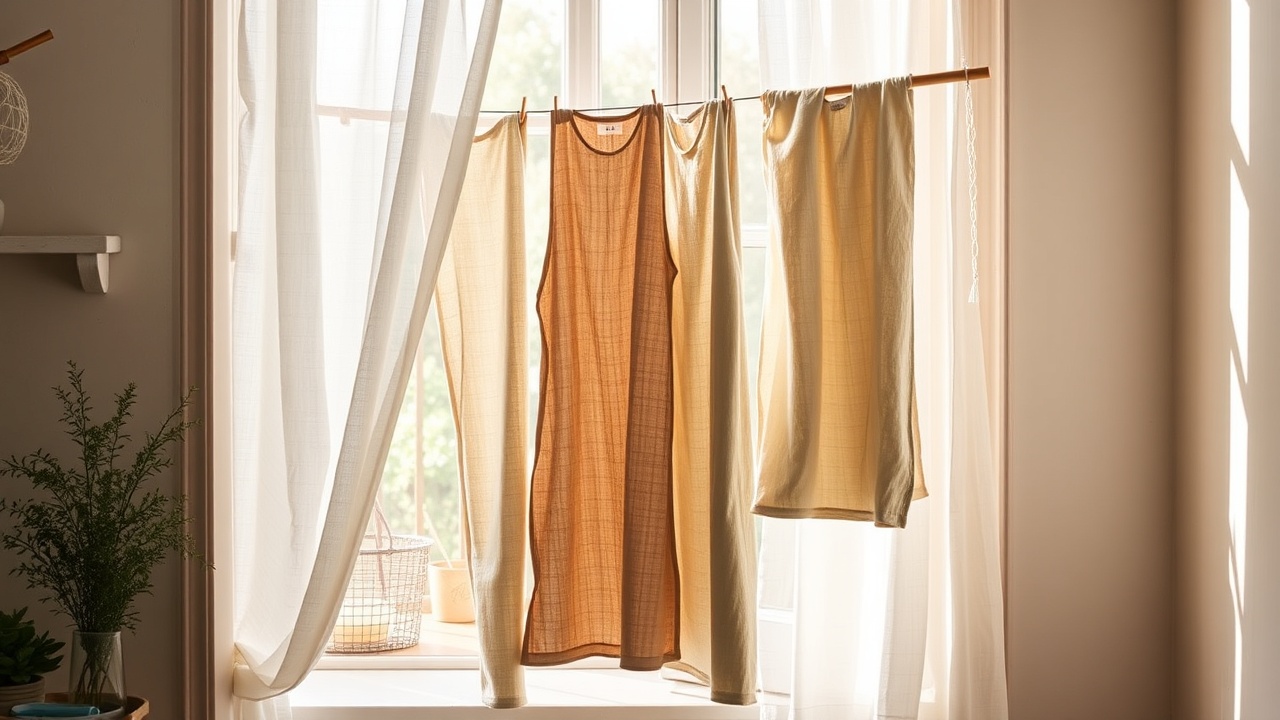 Linen garment drying on a line